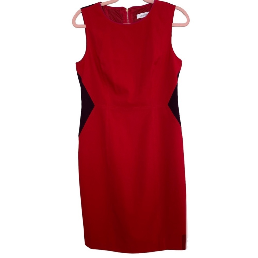 Calvin Klein Sheath Dress Red & Navy Size 6
